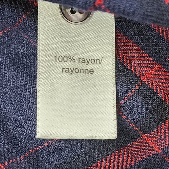 Maurices Top Womens XL Red Blue Plaid Rayon Flannel Duster Tunic Button Down - Picture 6 of 10